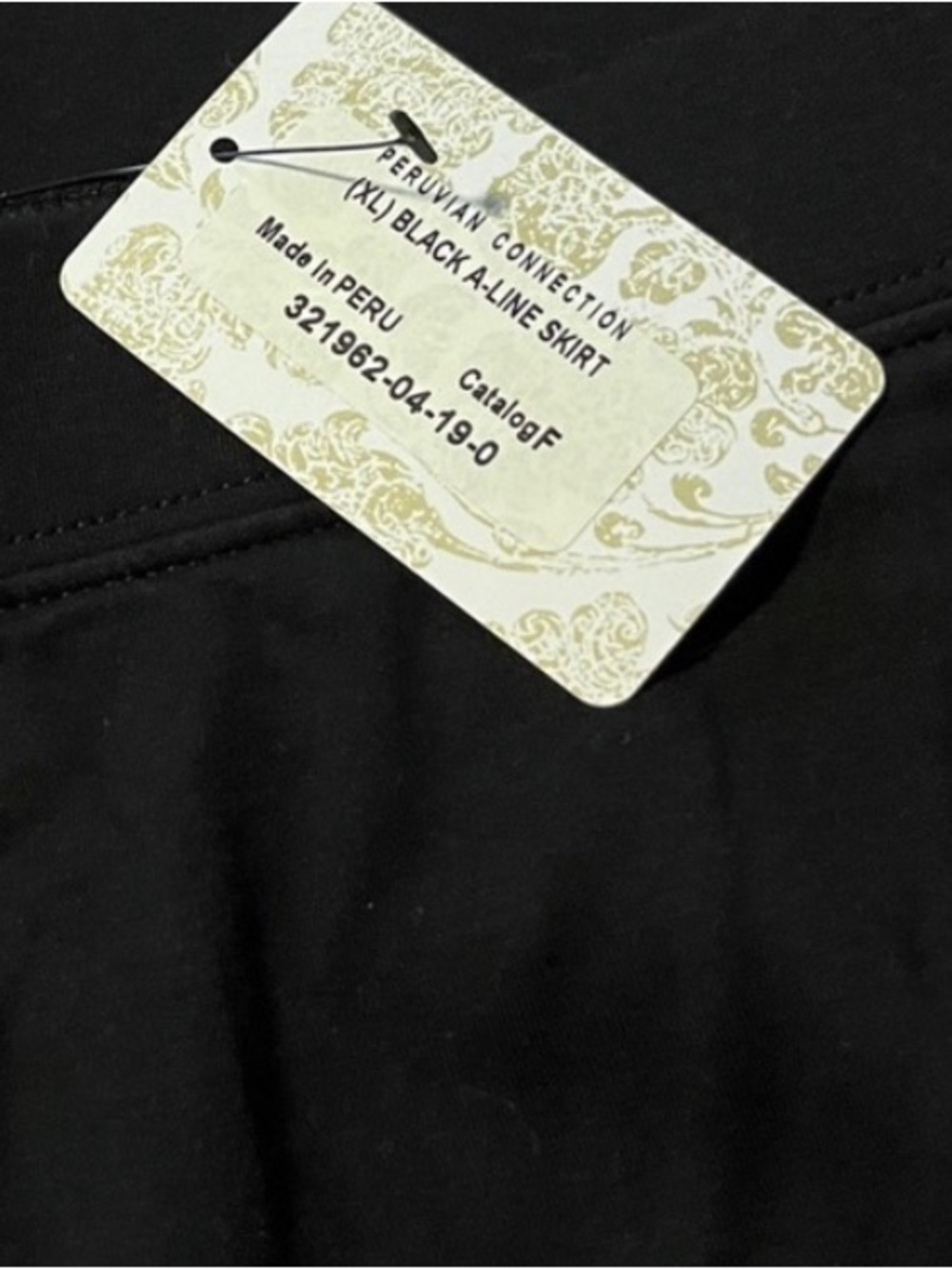 Peruvian Connection NWT XL Black A-Line Skirt